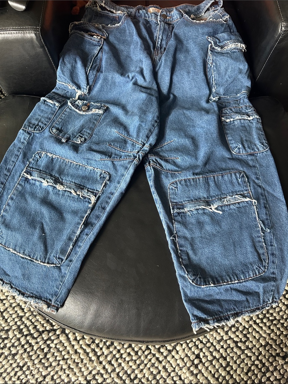 BDG Distressed Blue Denim Cargo Shorts